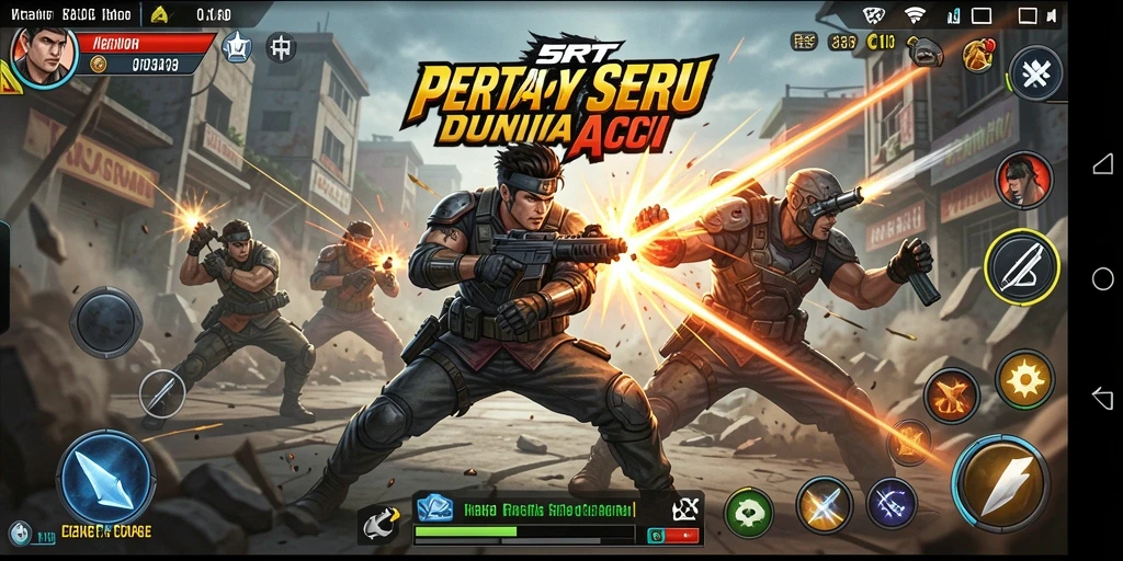 Tampilan gameplay menegangkan dengan aksi pertarungan yang intens.