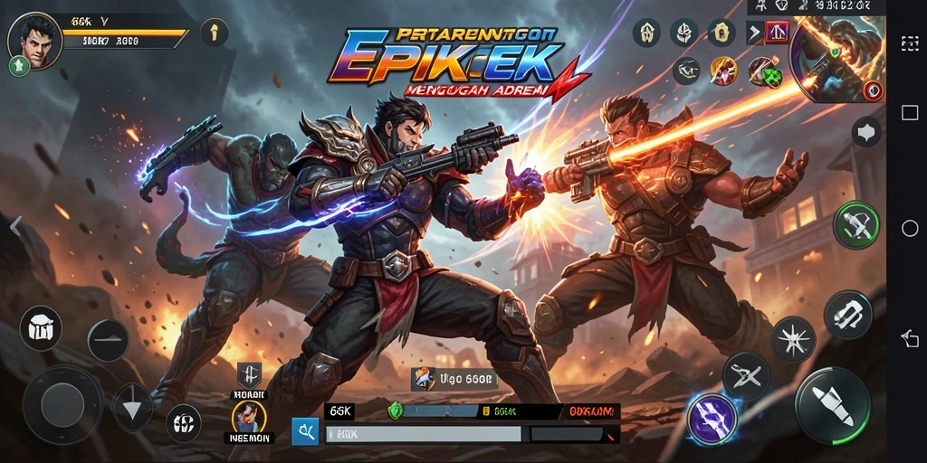 Tampilan gameplay menegangkan dan seru dalam pertarungan 66K.