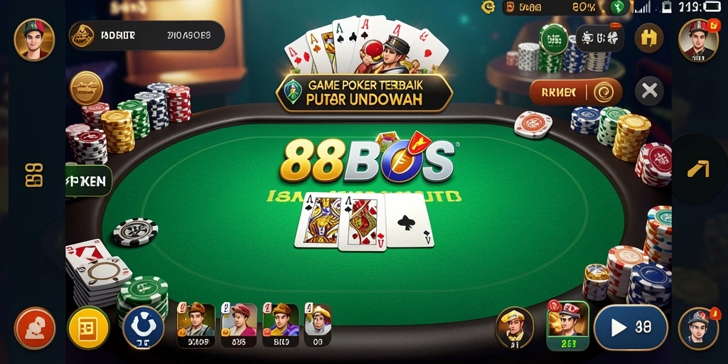 Visual gameplay Poker menegangkan di 88BOS.
