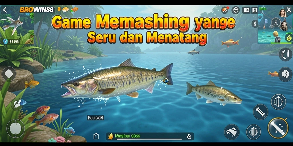 Screenshot gameplay BROWIN88 menunjukkan aksi memancing yang seru.