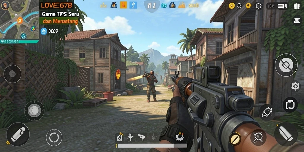 Gameplay seru dalam <strong>LOVE678</strong> menampilkan aksi tembak-menembak yang intens.