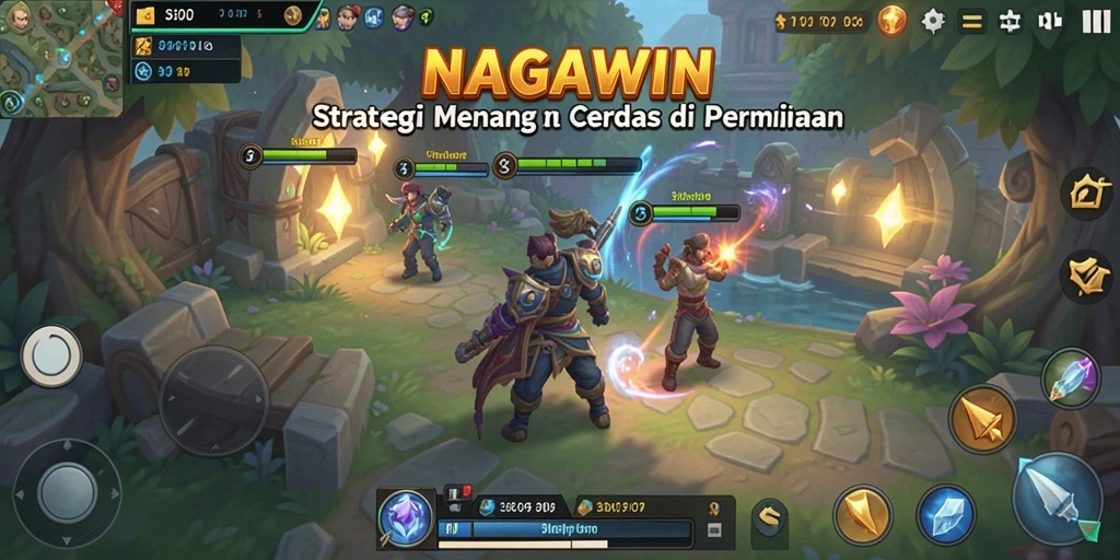 Screenshot NAGAWIN menampilkan skenario pertarungan strategis.