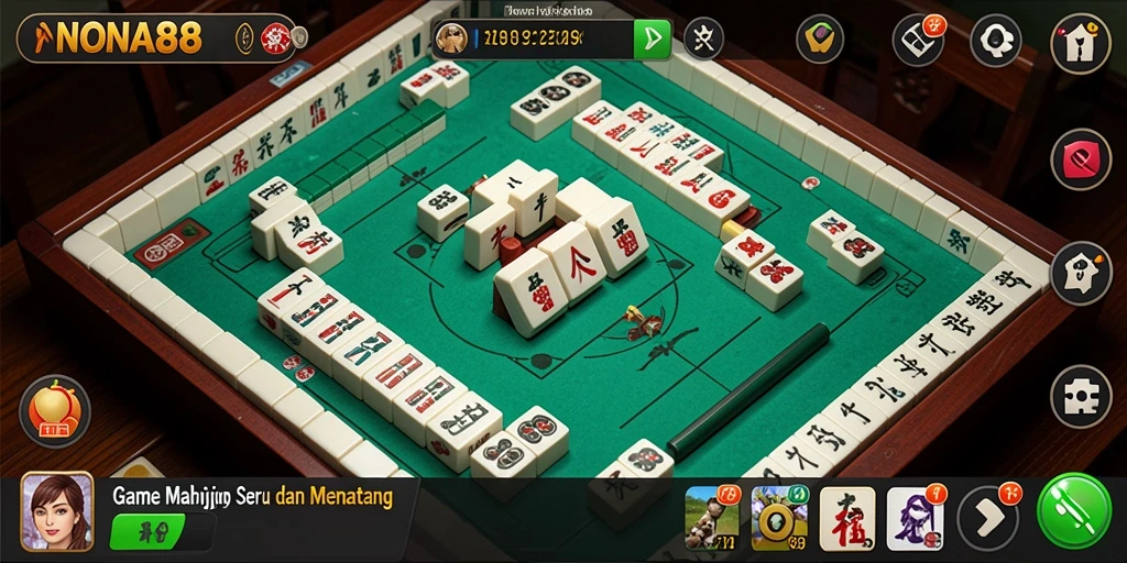 Tampilan gameplay NONA88 yang menarik dalam permainan Mahjong.