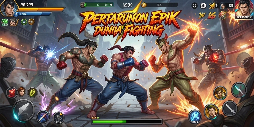 Screenshot gameplay RR999 menampilkan aksi pertarungan yang intens dan grafis yang memukau.