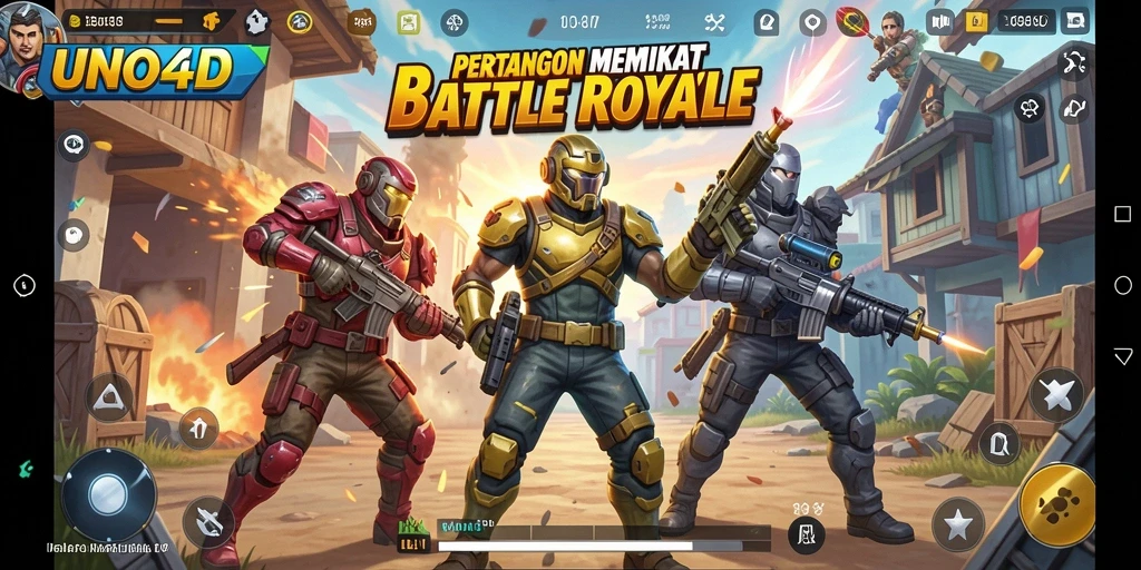 Tampilan gameplay menarik dari <strong>UNO4D</strong> bertempur di arena <strong>Battle Royale</strong>.